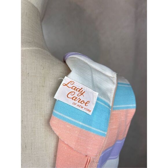 Vintage 60s/70s Pastel Striped Dress Mod MCM - Picture 7 of 7